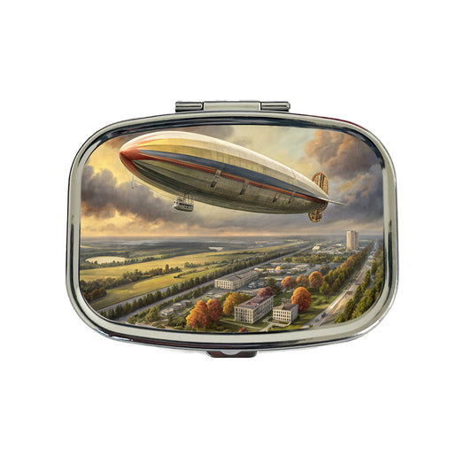 Dirigible Airship In Flight Over New Jersey Travel Pill Box Case