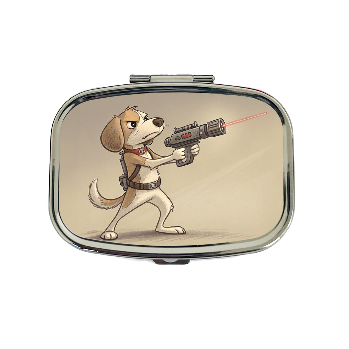 Dog With Laser Gun Sci-fi Cartoon Travel Pill Box Case