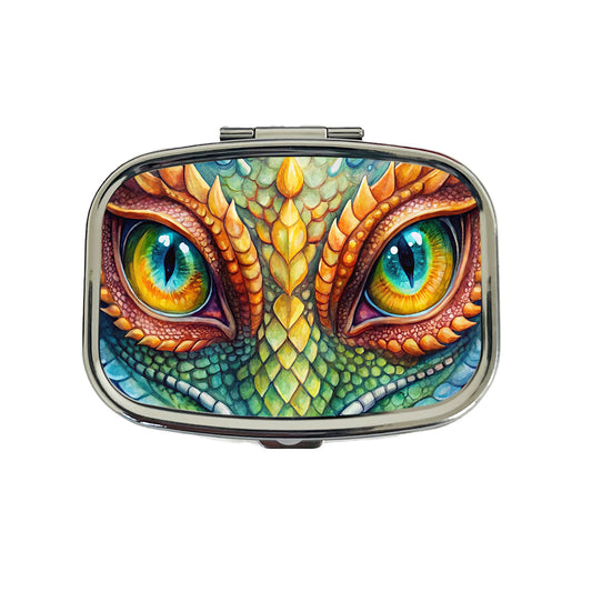 Dragon Eyes Close Up Watercolor Travel Pill Box Case