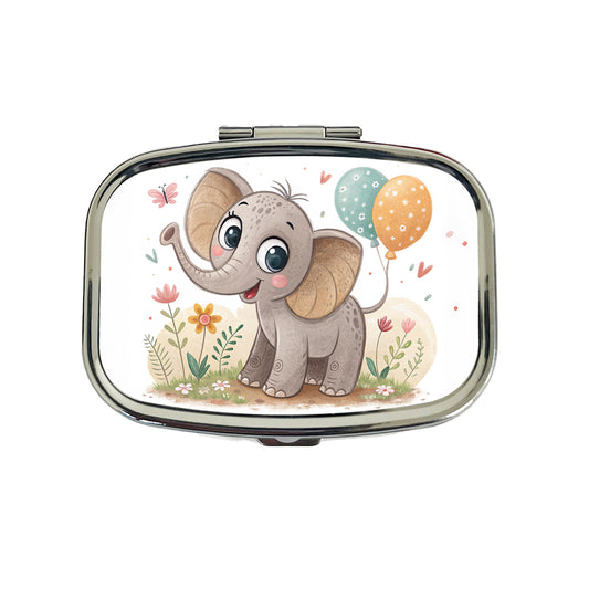 Elephant Children's Illustration Style Travel Pill Box Case