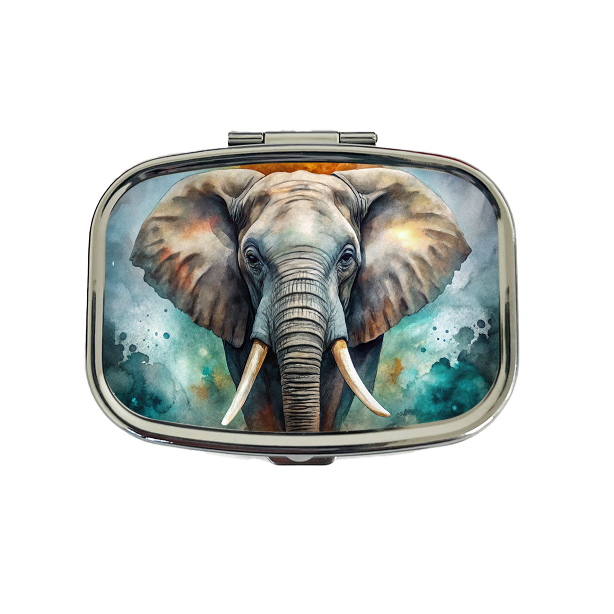 Elephant on Black Watercolor Background Travel Pill Box Case