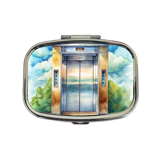 Elevator To Nowhere Watercolor Travel Pill Box Case