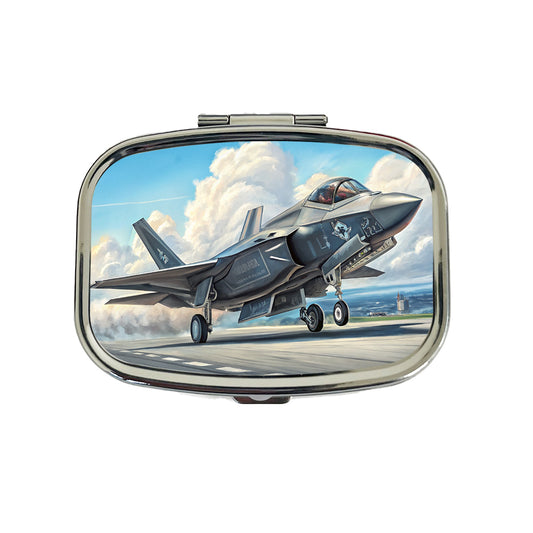 F-35 Lightning II US Air Force Navy Marines Strike Fighter Plane Travel Pill Box Case