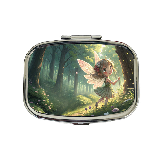 Fantasy Forest Pixie Girl Anime Style Travel Pill Box Case