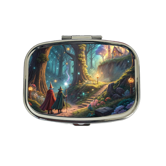 Fantasy Forest with Wizards Travel Pill Box Case