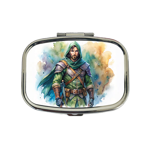 Fantasy Male Rogue Thief Watercolor Travel Pill Box Case