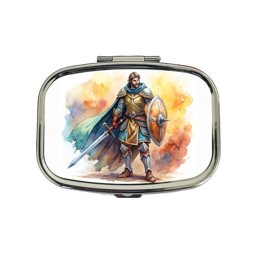 Fantasy Male Warrior Fighter With Sword And Shield Tank Travel Pill Box Case