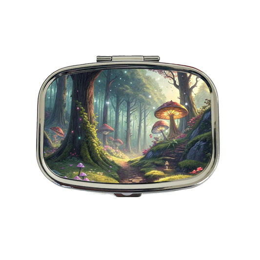 Fantasy Mushroom Forest Mystical Anime Style Travel Pill Box Case