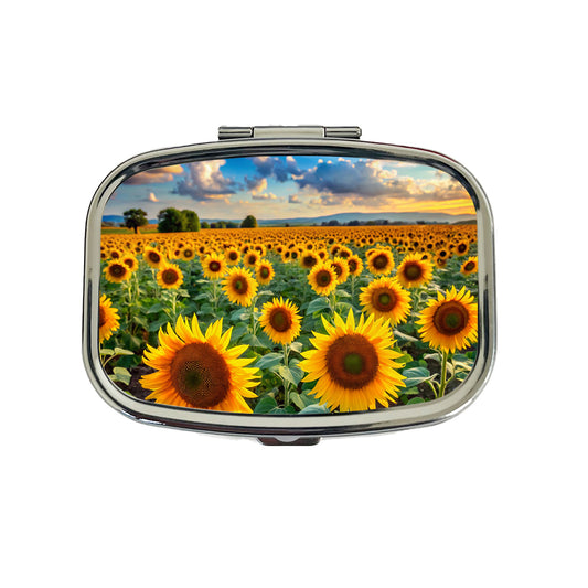 Field Of Sunflowers Travel Pill Box Case