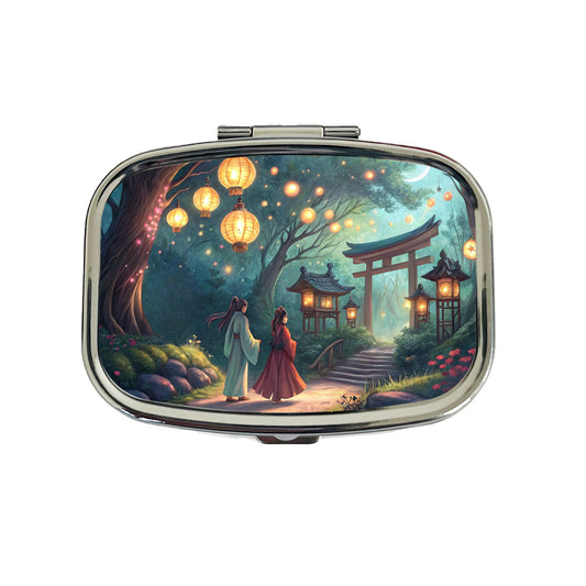 Forest Temple Entrance Torii Gate Fantasy Japanese Anime Style Travel Pill Box Case