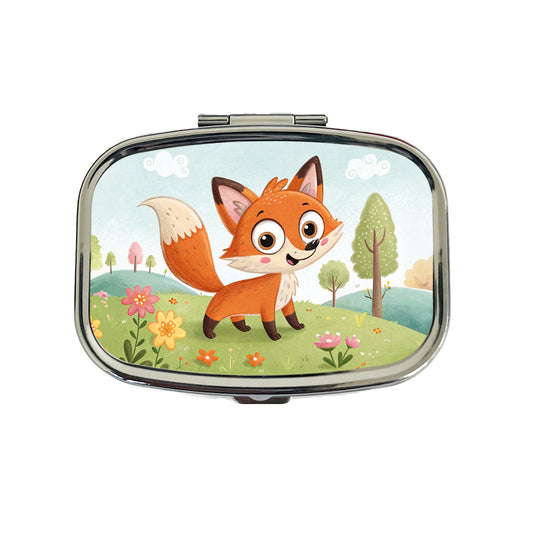 Fox Children's Illustration Style Travel Pill Box Case