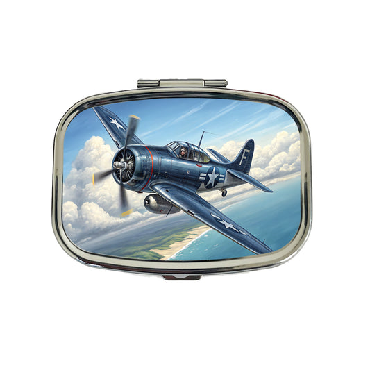 Grumman F6f Hellcat WWII US Navy Fighter Plane Travel Pill Box Case