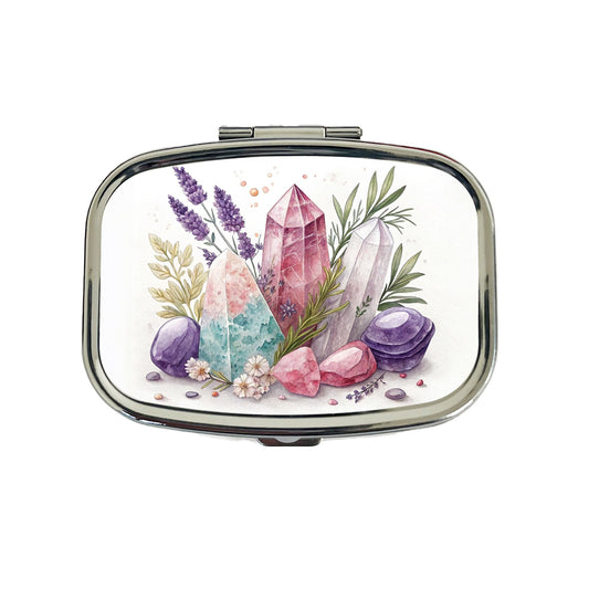 Healing Crystals and Herbs Travel Pill Box Case