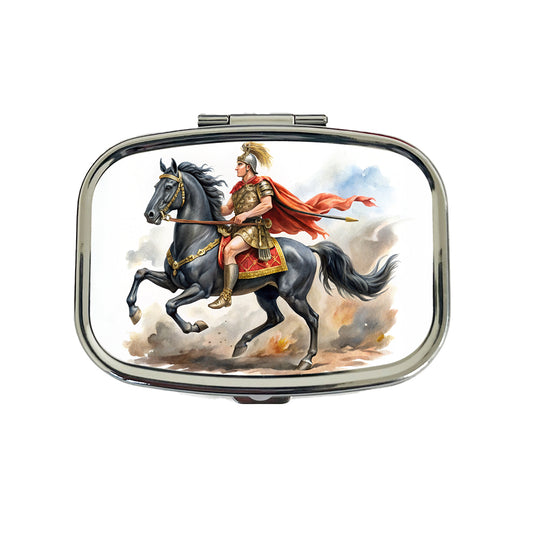 Historical Alexander The Great On His Horse Bucephalus Watercolor Travel Pill Box Case