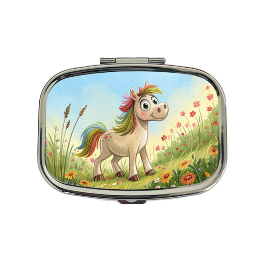 Horse Children's Illustration Style Travel Pill Box Case