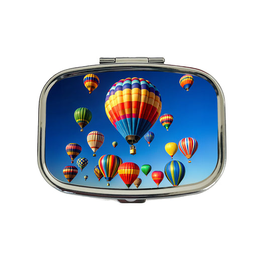 Hot Air Balloons Against a Blue Sky Travel Pill Box Case