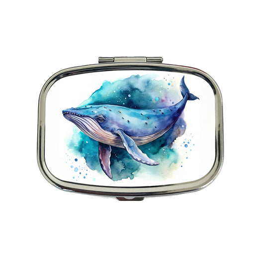 Humpback Whale Watercolor Travel Pill Box Case