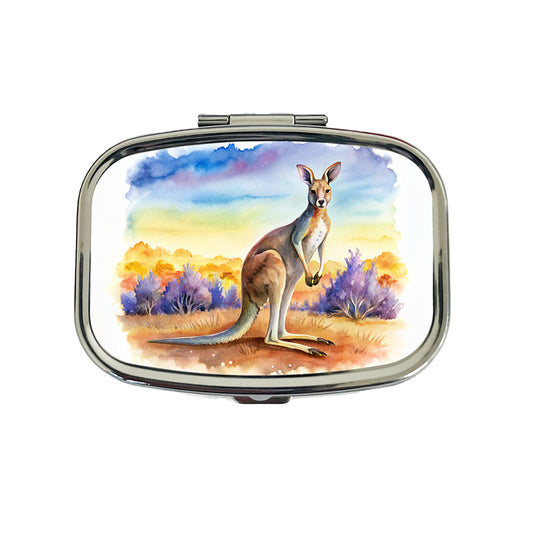 Kangaroo In The Fields Of Australia Watercolor Travel Pill Box Case