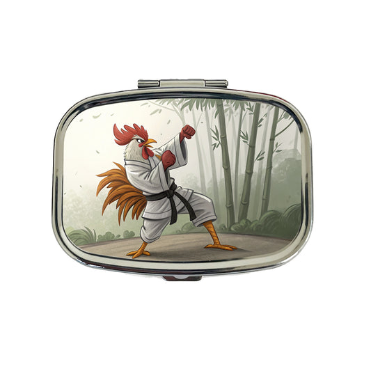 Kung Fu Karate Martial Arts Rooster Travel Pill Box Case