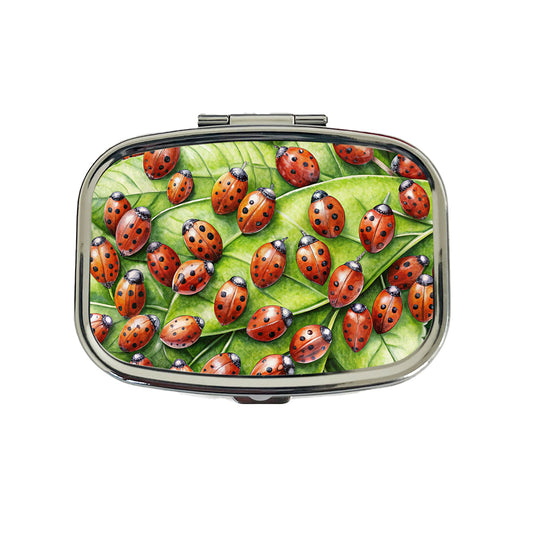 Ladybugs on Leaf Travel Pill Box Case