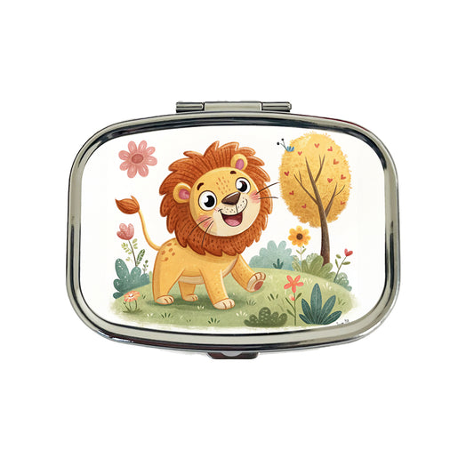 Lion Children's Illustration Style Travel Pill Box Case