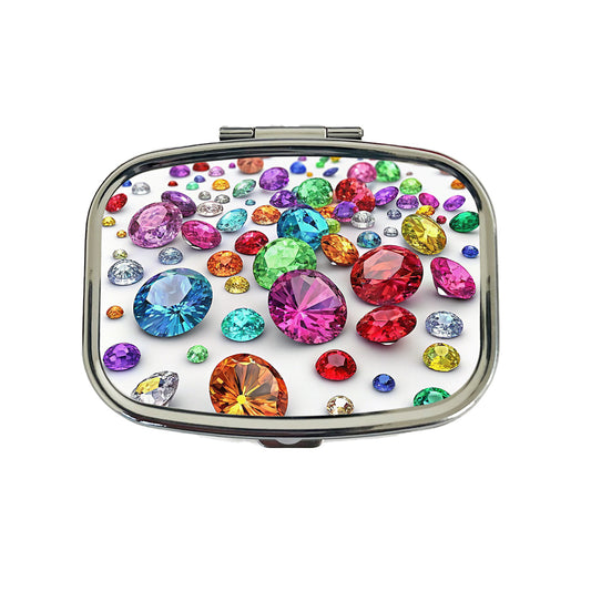 Lots of Colorful Gems Travel Pill Box Case