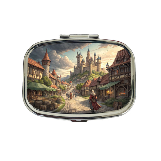 Medieval Kingdom Village with Castle Travel Pill Box Case