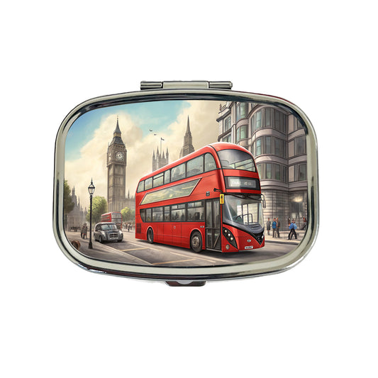 Modern Double Decker Bus In London England Travel Pill Box Case