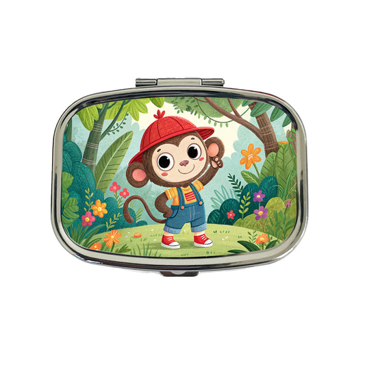 Monkey Children's Illustration Style Travel Pill Box Case
