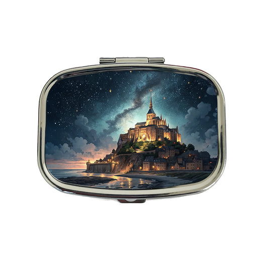 Mont Saint Michel Monastery Lit Up At Night Normandy Travel Pill Box Case