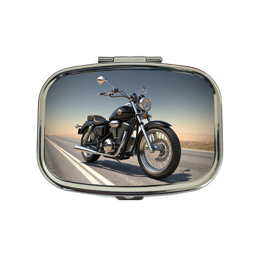 Motorcycle on the Road Travel Pill Box Case