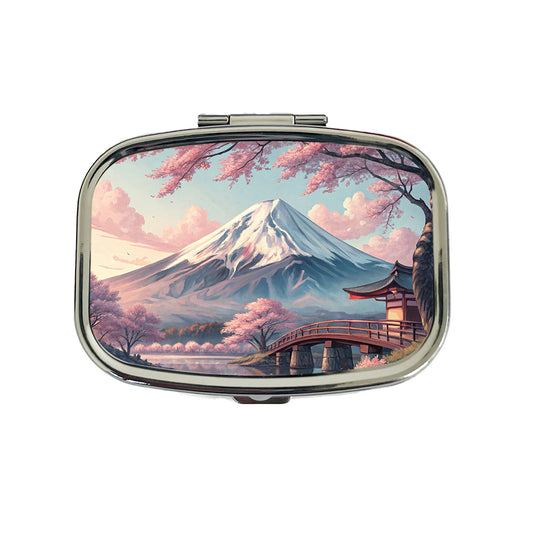 Mount Fuji During Cherry Blossom Season Japan Travel Pill Box Case