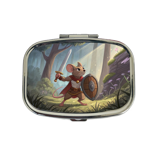 Mouse Warrior With Sword And Shield Travel Pill Box Case