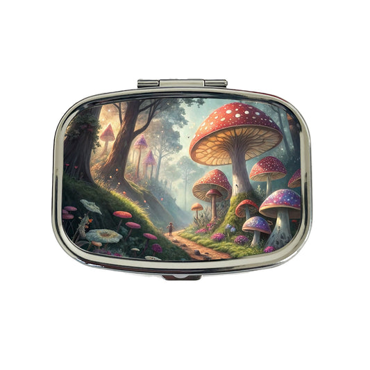 Mushroom Forest Anime Style Fantasy Travel Pill Box Case