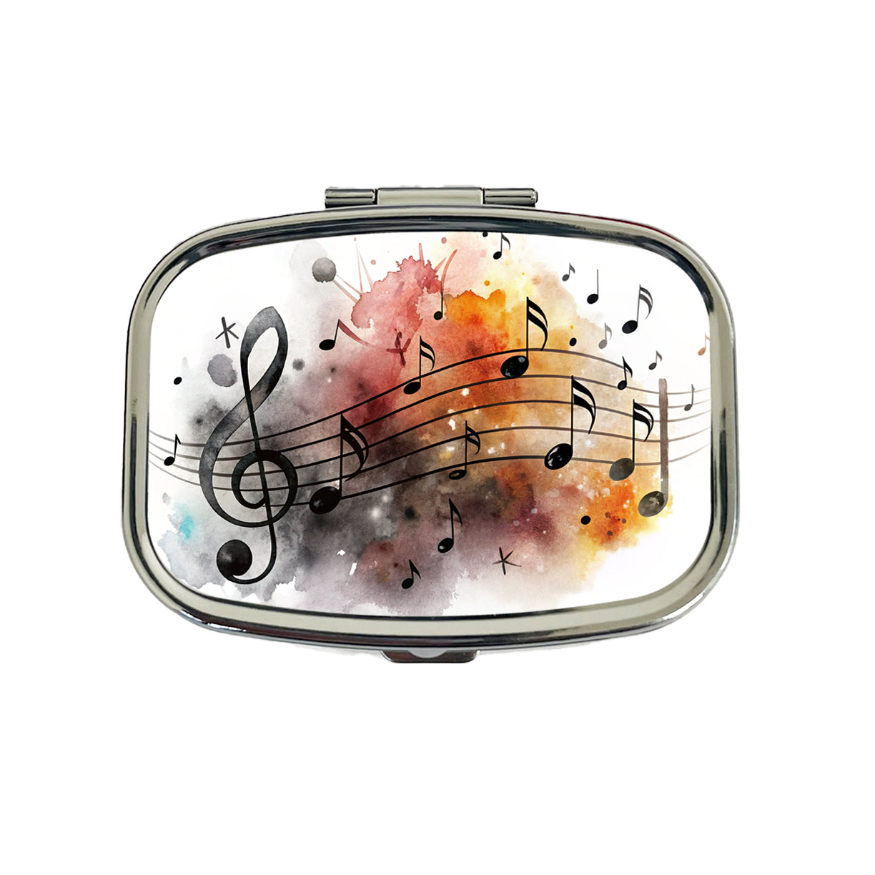 Music Musical Notes Treble Clef Watercolor Travel Pill Box Case