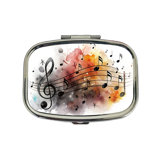 Music Musical Notes Treble Clef Watercolor Travel Pill Box Case
