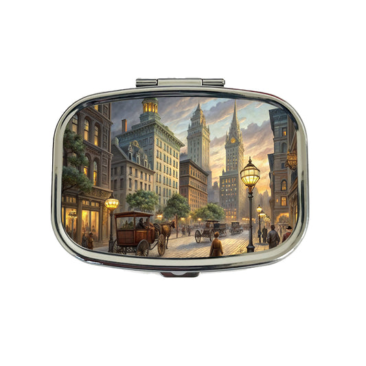 New York City Street in the 1800's Travel Pill Box Case