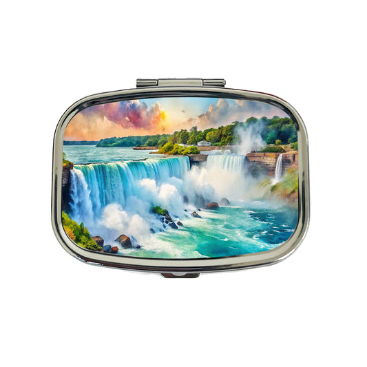 Niagara Falls New York Watercolor Travel Pill Box Case
