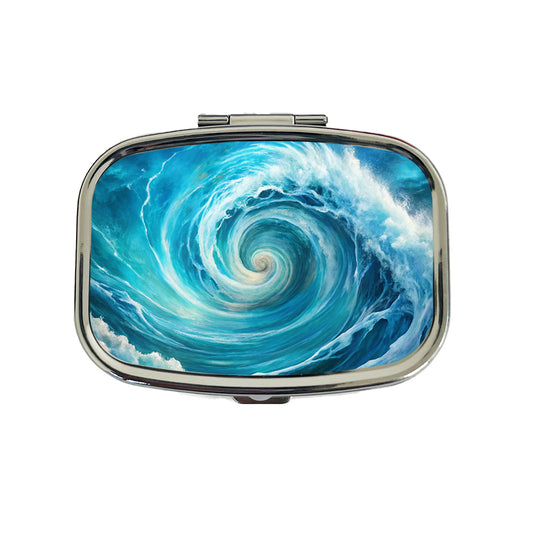 Ocean Spiral Whirlpool Watercolor Travel Pill Box Case
