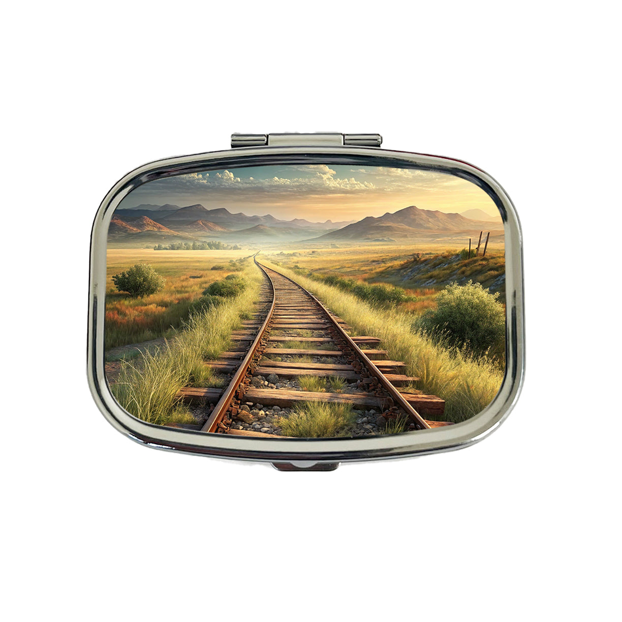 Old Train Tracks Vanishing Into The Distance Travel Pill Box Case