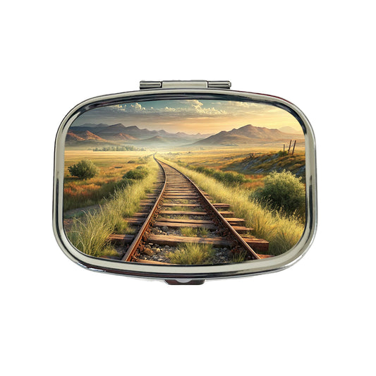 Old Train Tracks Vanishing Into The Distance Travel Pill Box Case