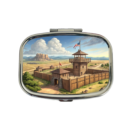 Old West Frontier Fort Cowboy Western Travel Pill Box Case