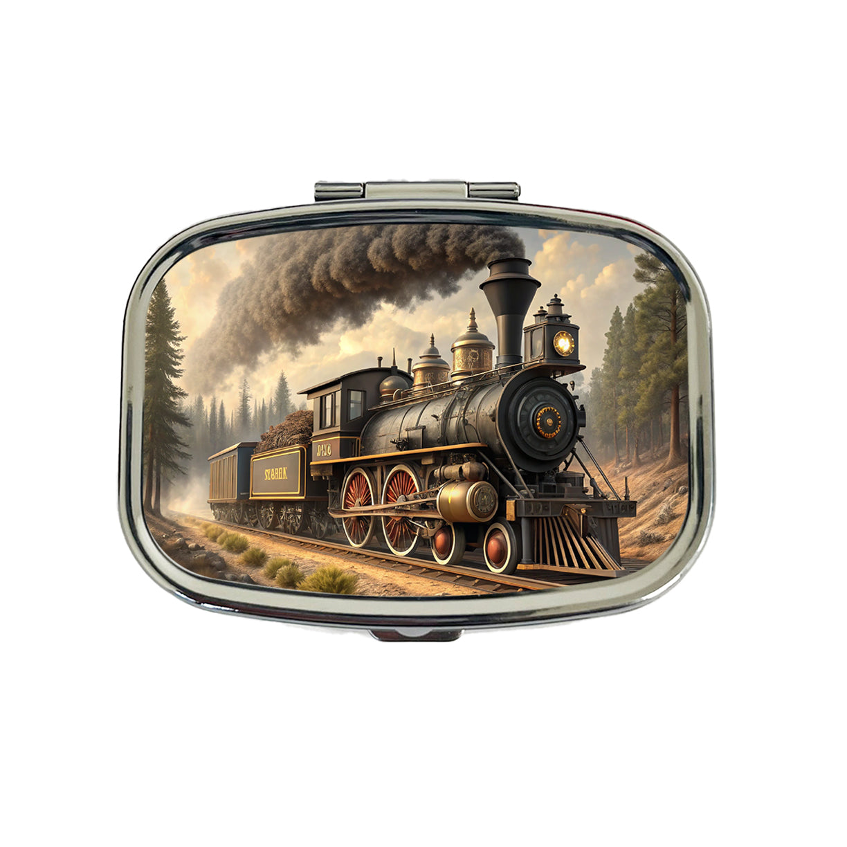Old West Steam Locomotive Western Travel Pill Box Case