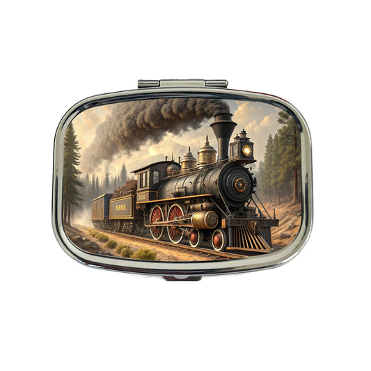 Old West Steam Locomotive Western Travel Pill Box Case