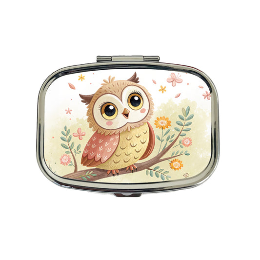 Owl Children's Illustration Style Travel Pill Box Case