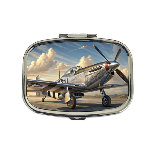 P-51 Mustang WWII US Fighter Plane Travel Pill Box Case