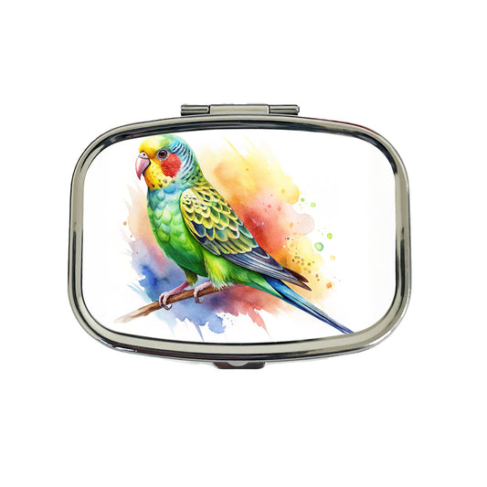 Parakeet Watercolor Travel Pill Box Case