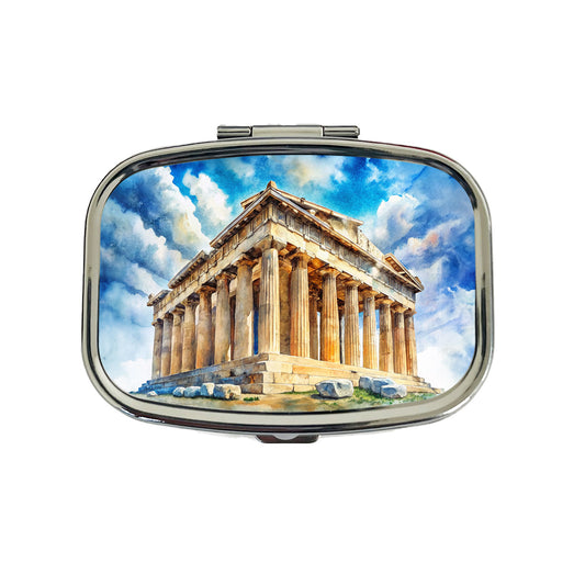 Parthenon Temple Athens Greece Greek Watercolor Travel Pill Box Case
