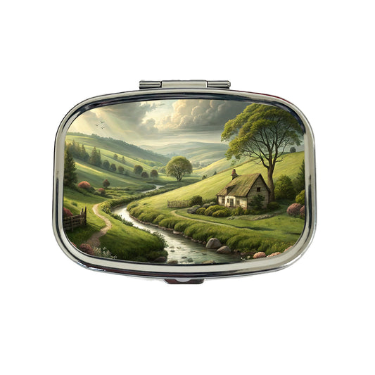 Pastoral Country Landscape Travel Pill Box Case