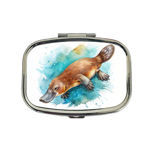 Platypus Swimming Watercolor Travel Pill Box Case
